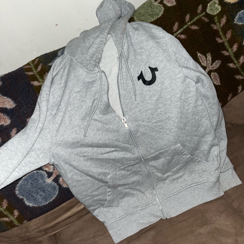 True Religion Gray Zip-Up Hoodie